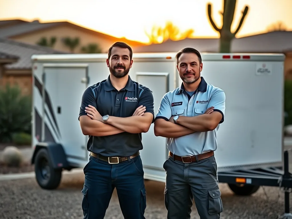 PHX Spray Foam crew in front of their rig trailer